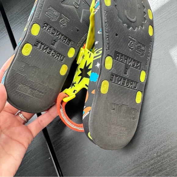MINI MELISSA x FABULA spaceship solar system PING PONG rubber SANDALS size 4 - Picture 9 of 10
